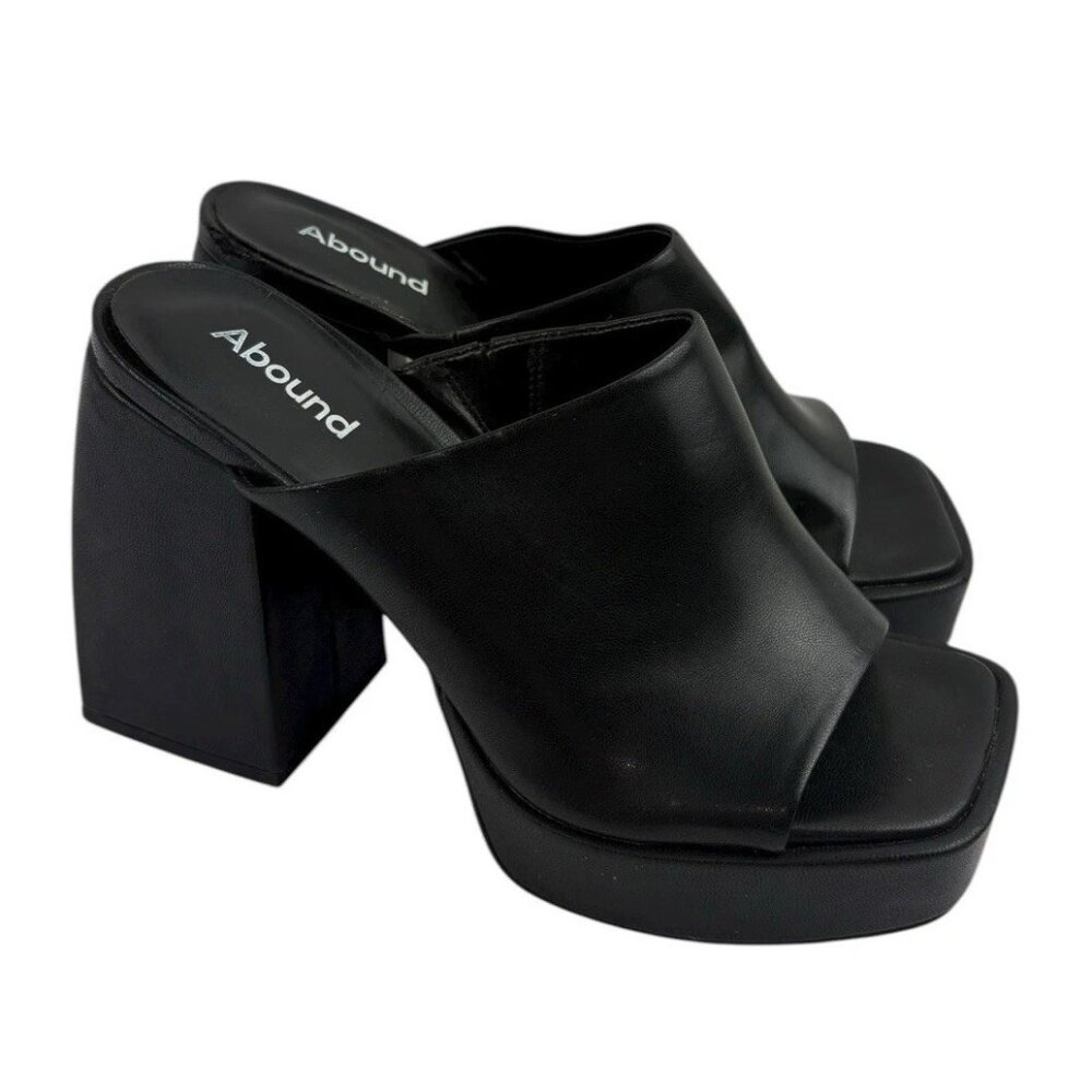 -Vtg 90s Y2K Abound Nevada Chunky Platform Heels Womens 7.5 Black Friends Phoebe